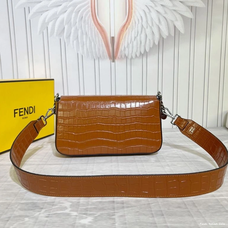 Affordable Medium Crocodile Tiffany Brown Bag Fendi In Leather Baguette 0715